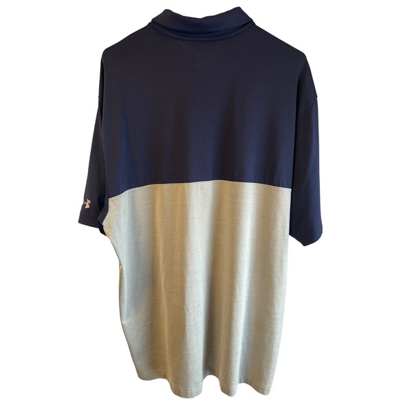 Under Armour HeatGear Polo Shirt Mens XL Tall Loose Fit Colorblock Navy Gray - Picture 2 of 5